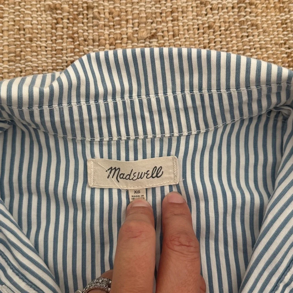 Madewell Courier Stripe Button Down Shirt Blue White XS - Picture 4 of 8